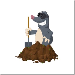 Funny Mole With Shovel Posters and Art